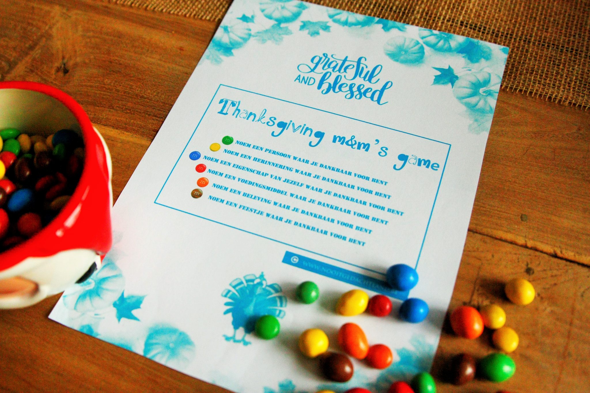 THANKSGIVING M&MGAME Origineel dankbaarheidsspel Nooitgedachtland